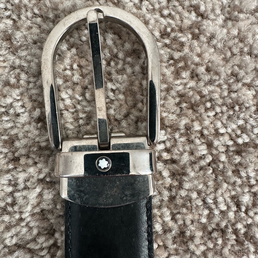 Montblanc Classic Men s 41”Black Smooth Leather Belt 5V2R - Picture 5 of 10
